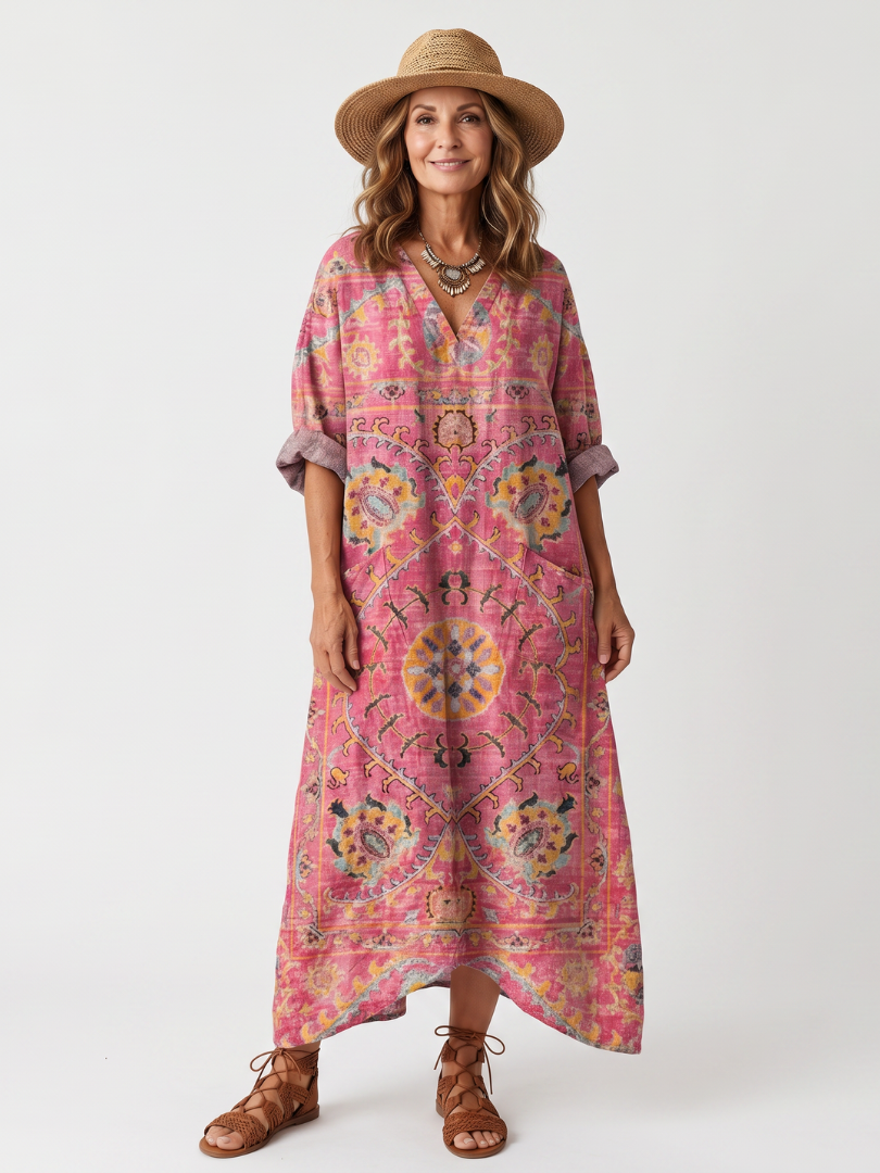 Tilda | Women's Abstract Print Relaxed Pocket Midi Dress