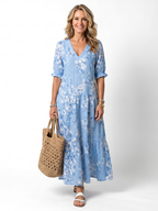 Alora | Women's Floral Print Tassel Tie Midi Dress