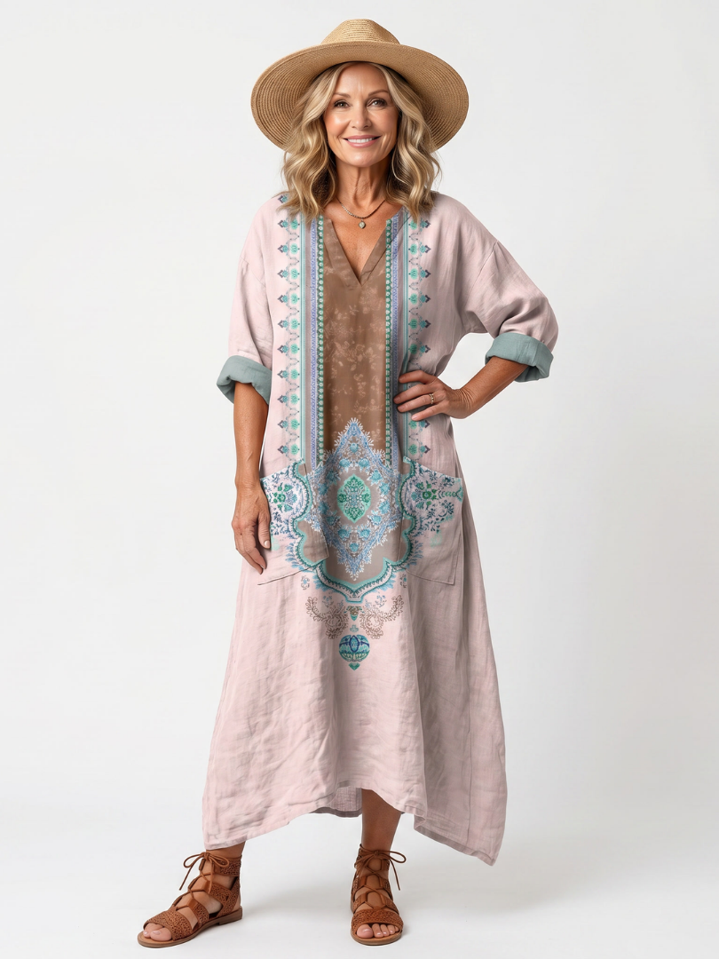 Kenza | Women's Designer Panel Relaxed Pocket Midi Dress