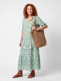 Ilara | Women's Pattern V Neck Tassel Midi Dress