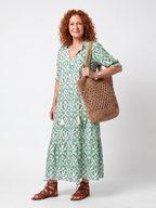 Ilara | Women's Pattern V Neck Tassel Midi Dress