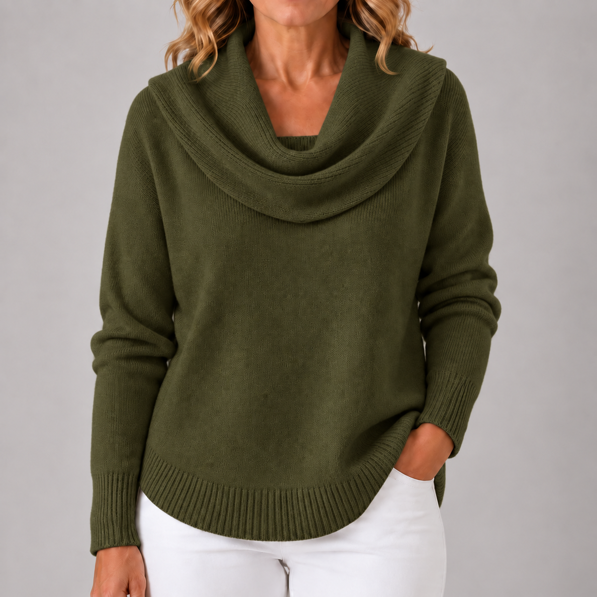 Marie | Women's Elegant Cowl Neck Knit Sweater