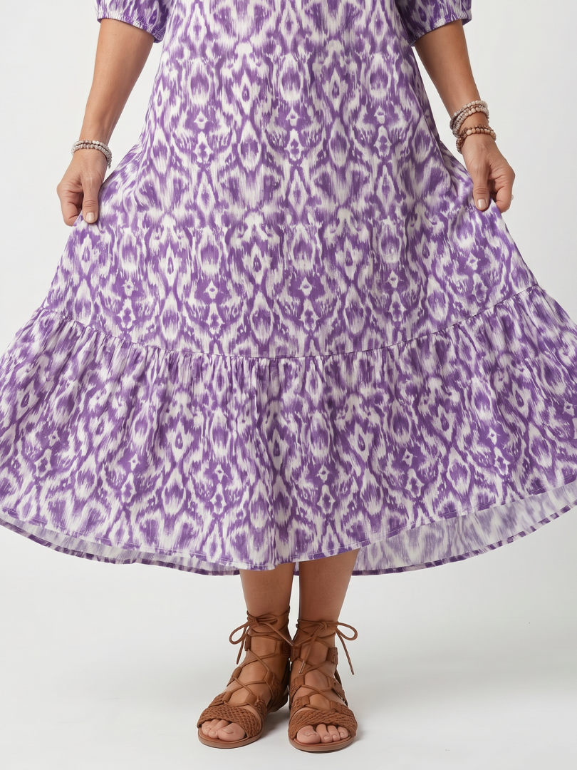 Penelope | Women's Printed Tassel Tie Midi Dress