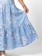 Alora | Women's Floral Print Tassel Tie Midi Dress