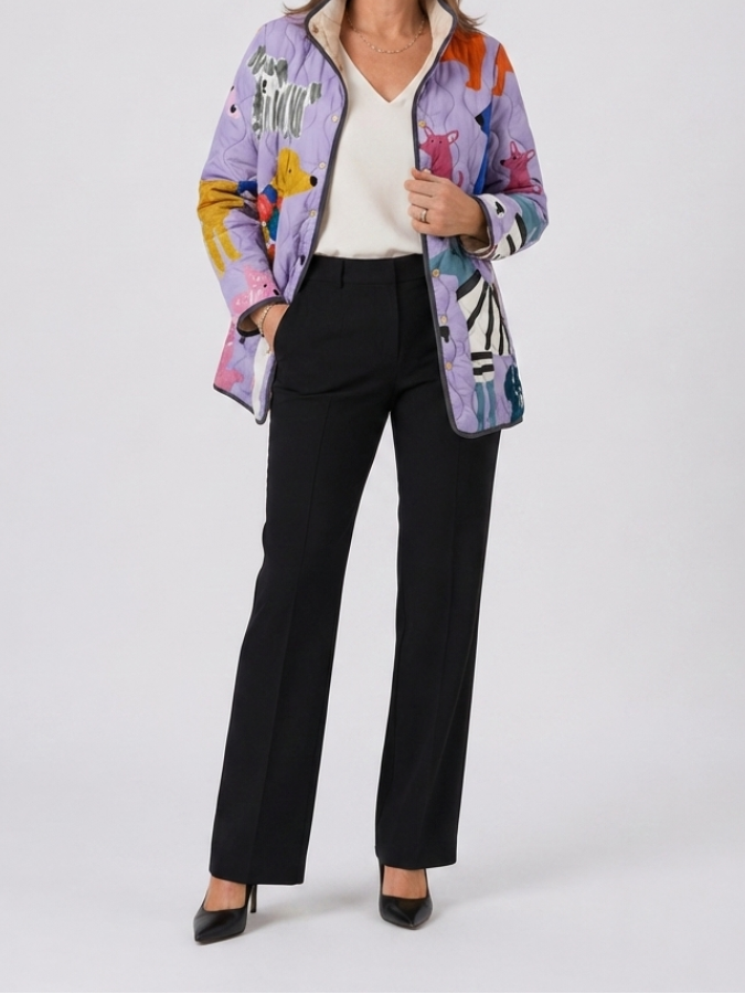 Mackenzie | Women's Quilted Dog Print Jacket