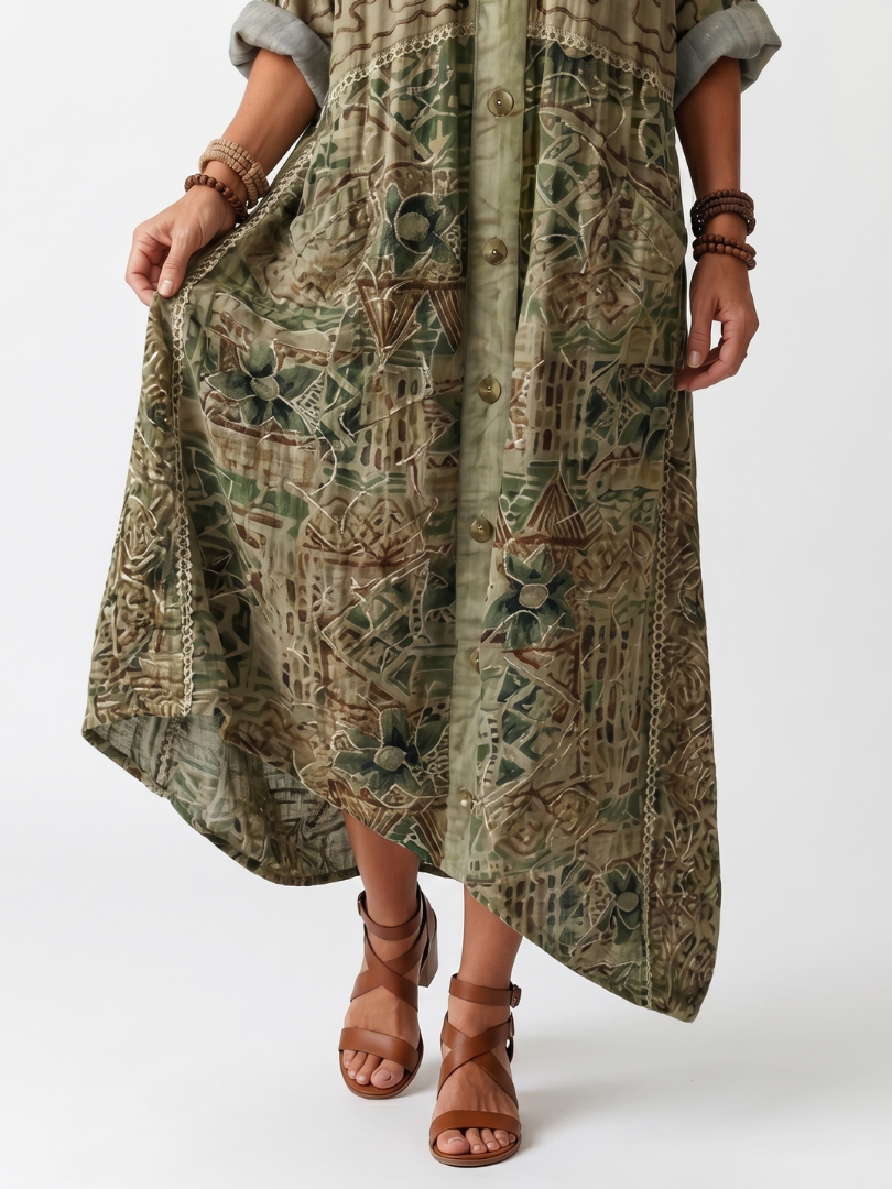 Aleta | Women's Button Front Oversized Pocket Maxi Dress