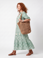 Ilara | Women's Pattern V Neck Tassel Midi Dress