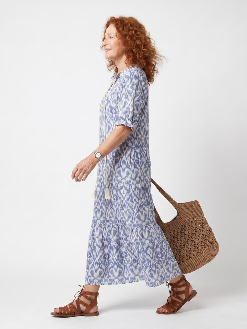 Ottoline | Women's Tassel Tie Neck Printed Midi Dress