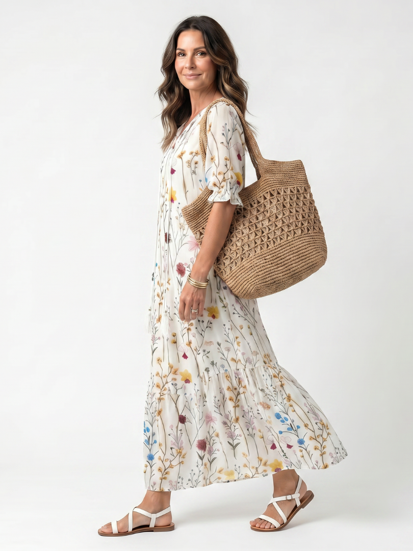 Sylvie | Women's Botanical Print Tassel Tie Dress