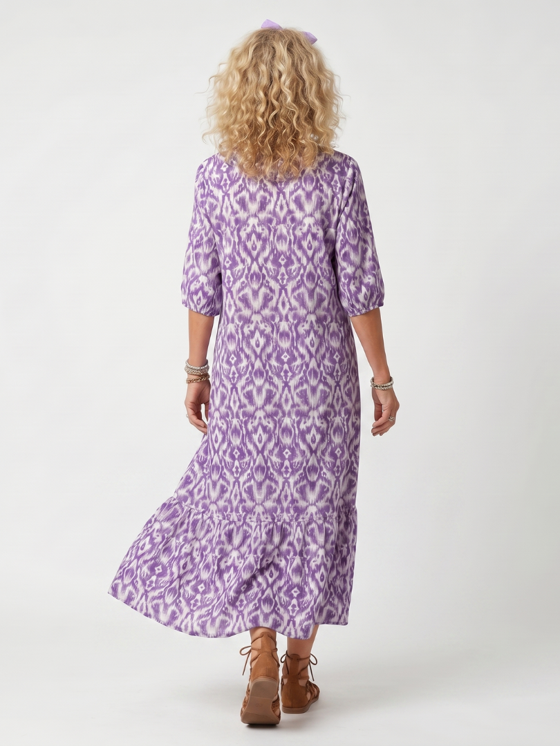 Penelope | Women's Printed Tassel Tie Midi Dress