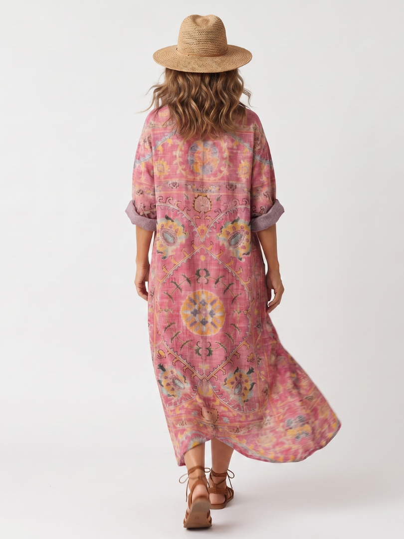 Tilda | Women's Abstract Print Relaxed Pocket Midi Dress