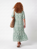 Ilara | Women's Pattern V Neck Tassel Midi Dress