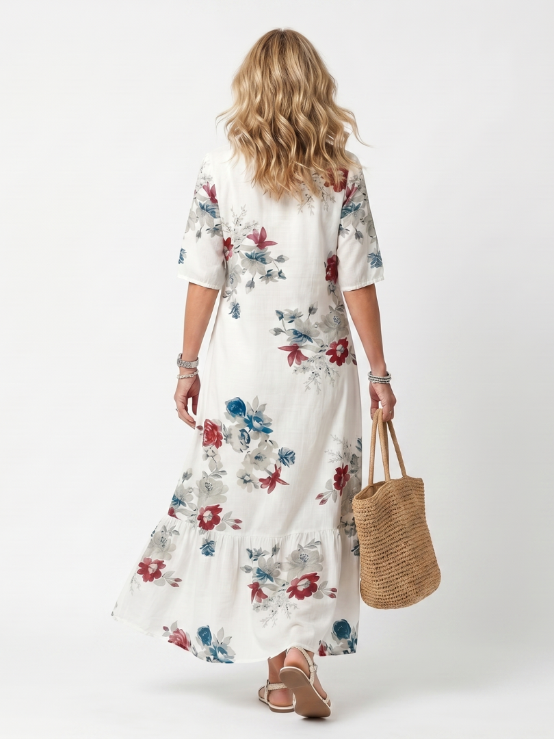 Maeva | Women's Scattered Floral Tassel Tie Maxi Dress
