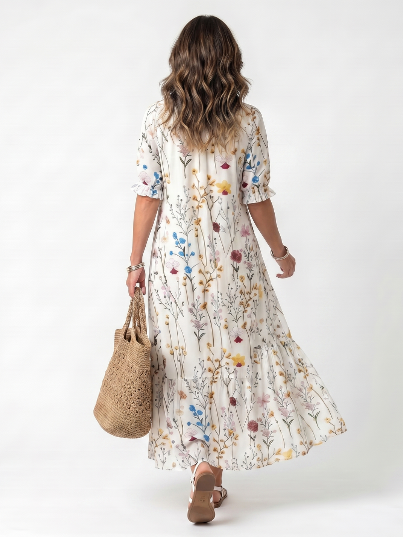 Sylvie | Women's Botanical Print Tassel Tie Dress