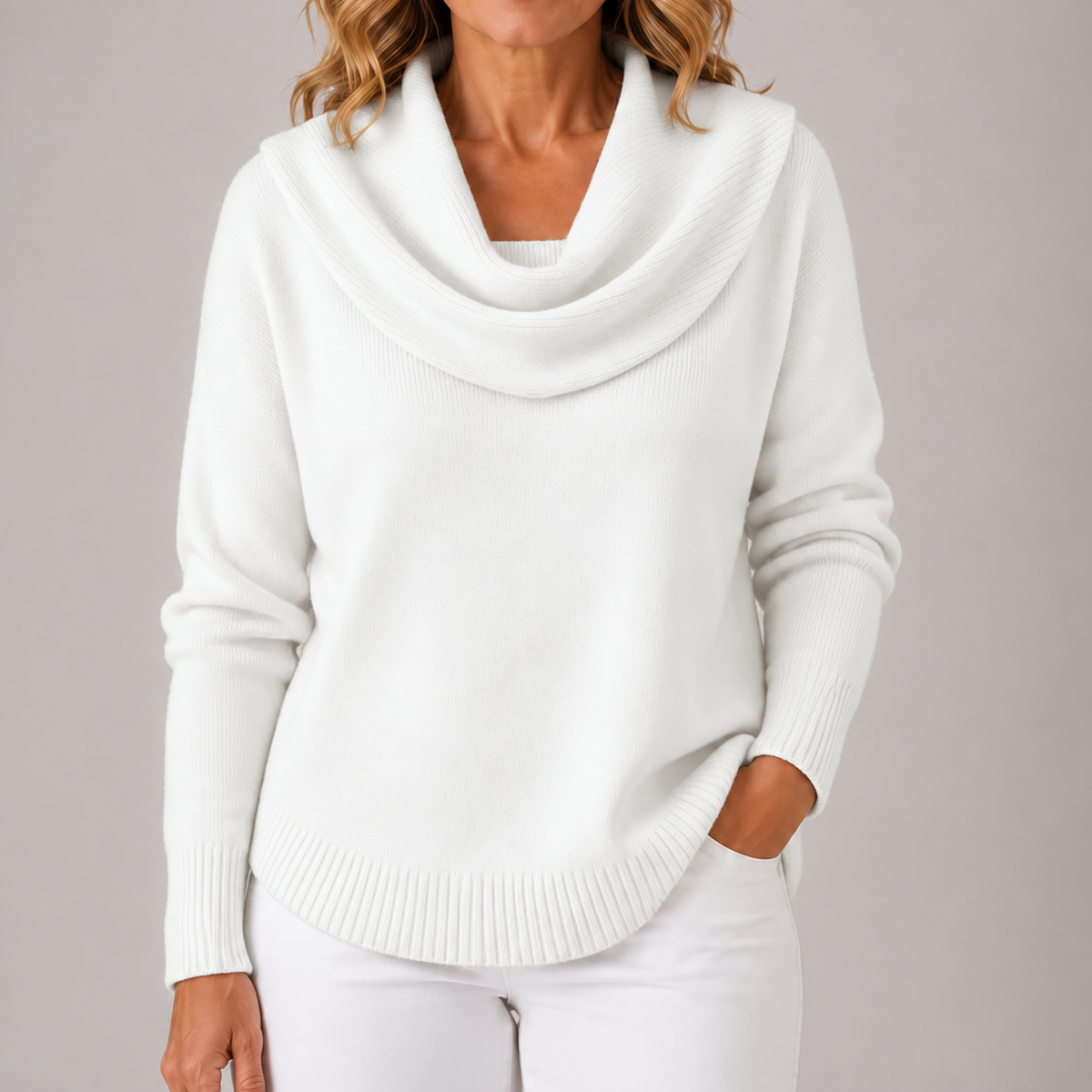 Marie | Women's Elegant Cowl Neck Knit Sweater