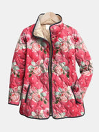 Celeste | Women's Pink Floral Print Quilted Jacket