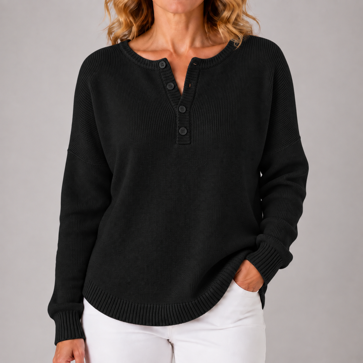 Monica | Women's Classic Button Knit Sweater