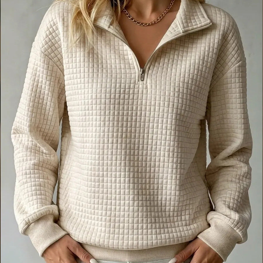 Tina | Women's Quilted Quarter-Zip Sweater