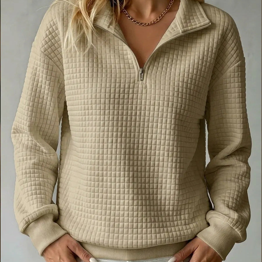 Tina | Women's Quilted Quarter-Zip Sweater