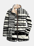 Valeria | Women's Black And White Abstract Print Quilted Jacket