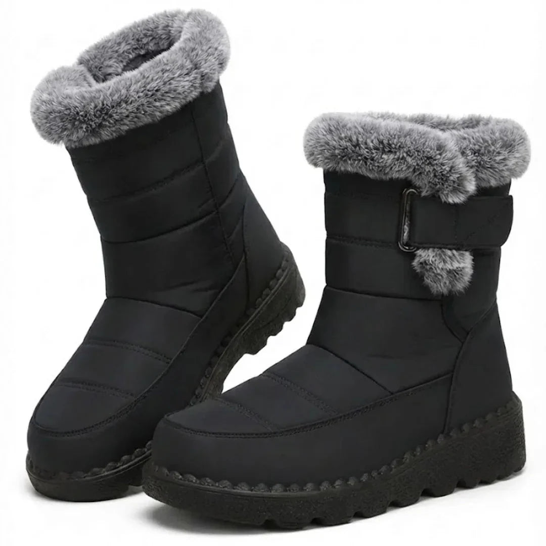 Gail | Women’s Faux Fur Trim Buckle Winter Boots