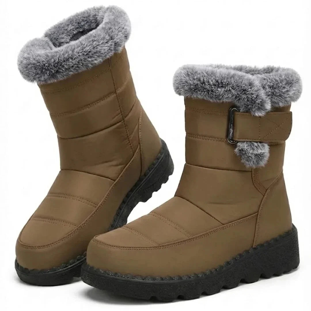 Gail | Women’s Faux Fur Trim Buckle Winter Boots