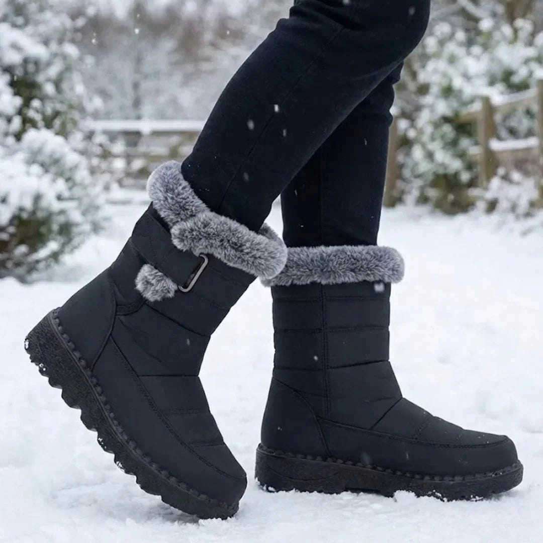 Gail | Women’s Faux Fur Trim Buckle Winter Boots