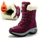 Kris | Women’s Faux Fur Cuff Lace-Up Mid-Calf Snow Boots