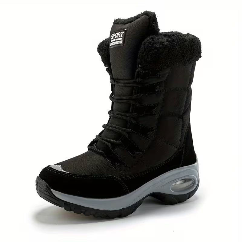 Kris | Women’s Faux Fur Cuff Lace-Up Mid-Calf Snow Boots