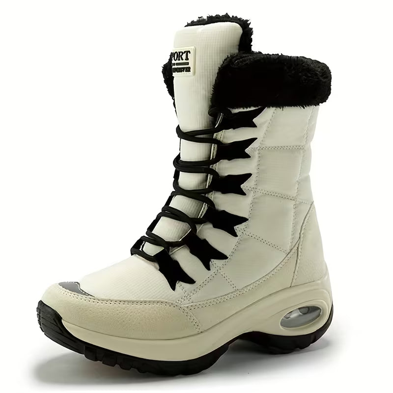 Kris | Women’s Faux Fur Cuff Lace-Up Mid-Calf Snow Boots