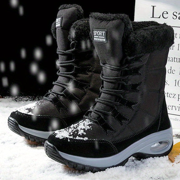 Kris | Women’s Faux Fur Cuff Lace-Up Mid-Calf Snow Boots