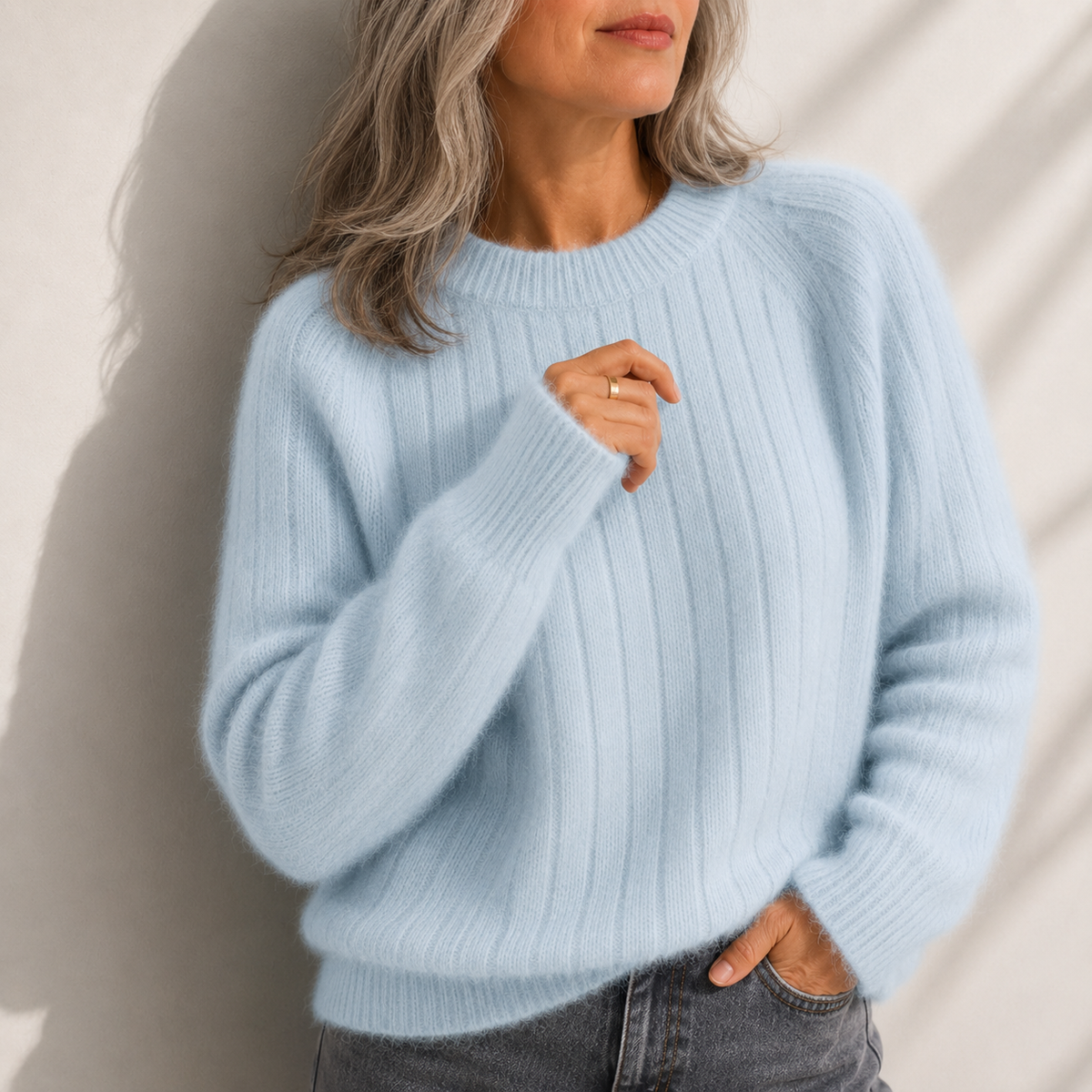 Mila | Women's Solid Colour Fluffy Sweater