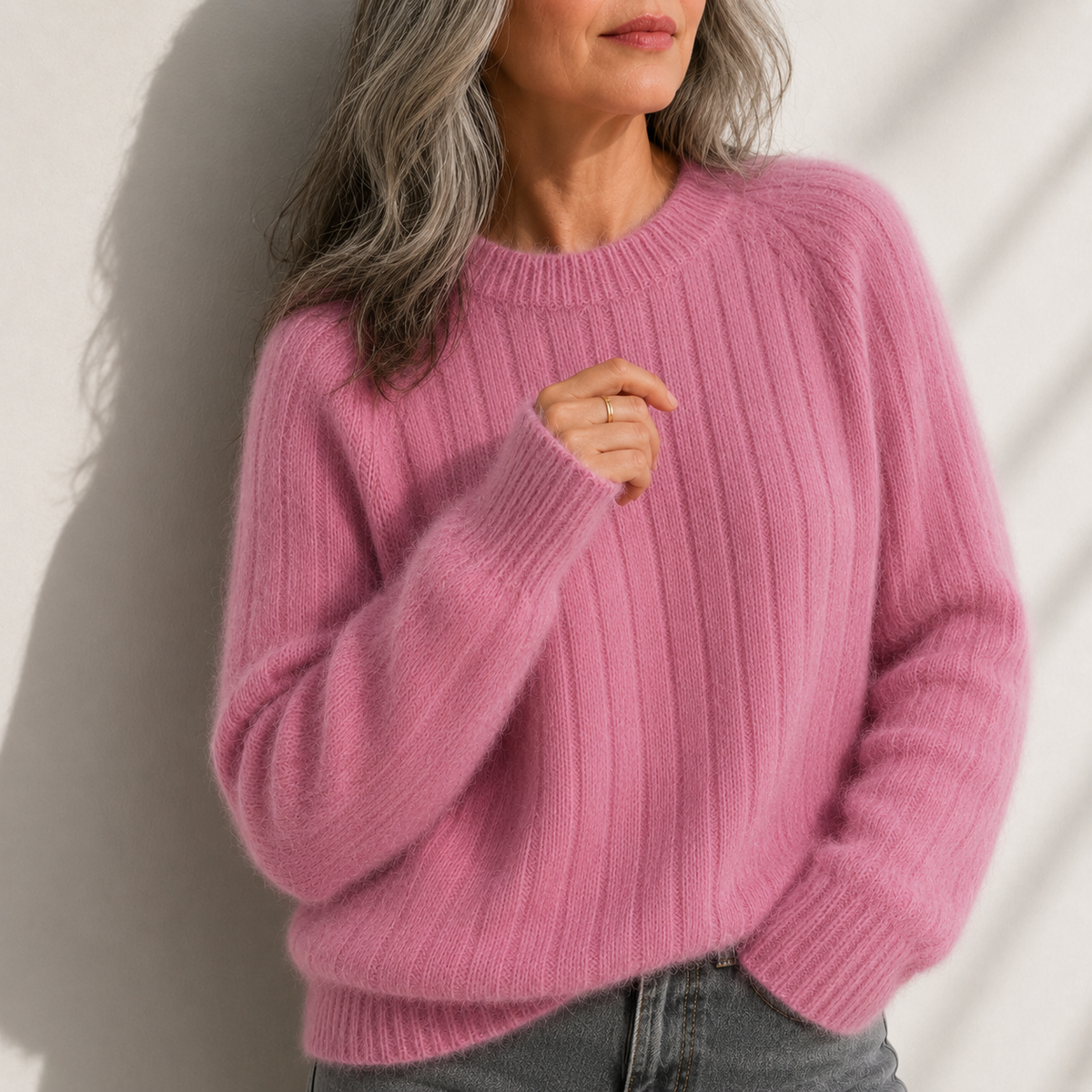 Mila | Women's Solid Colour Fluffy Sweater