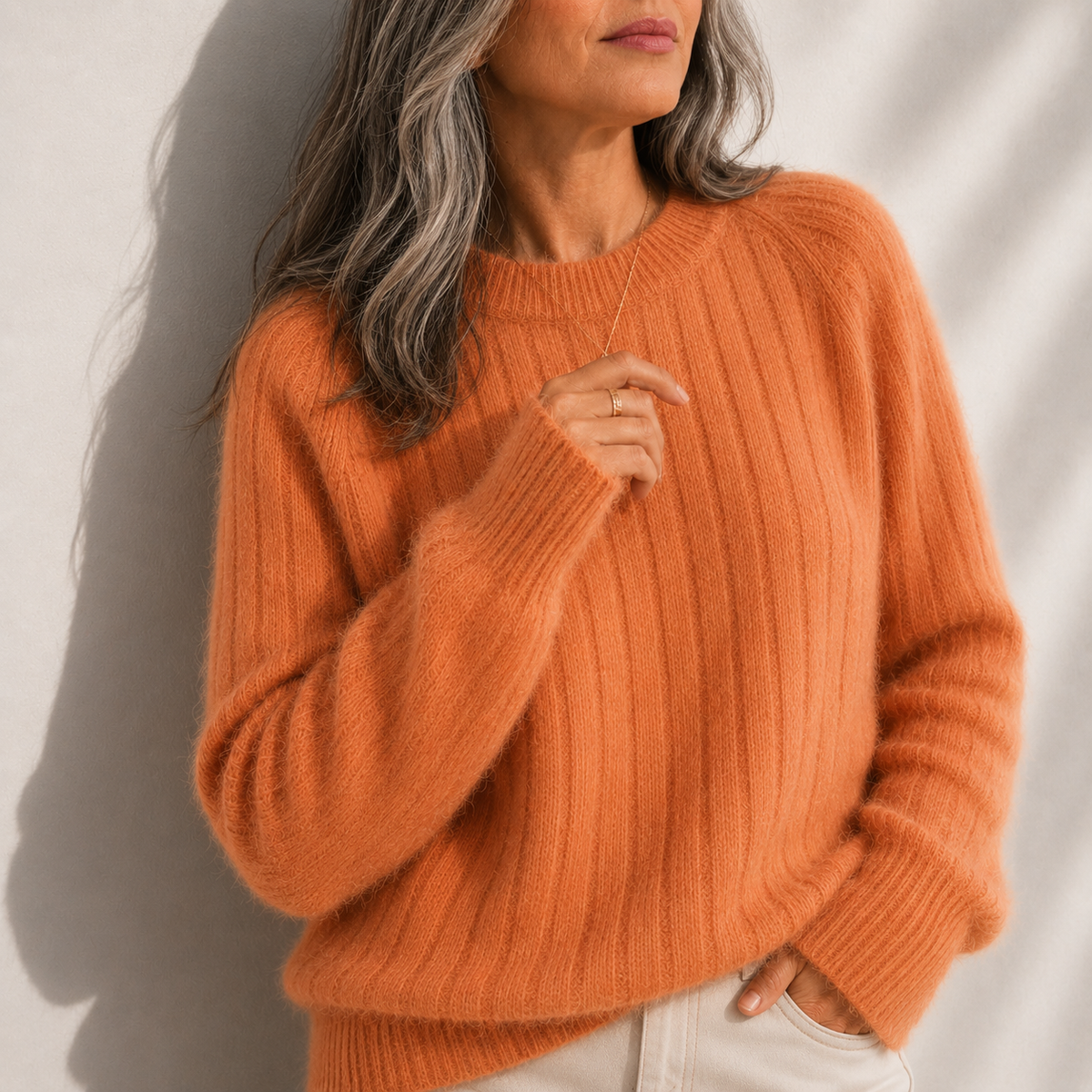 Mila | Women's Solid Colour Fluffy Sweater